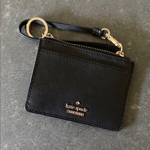 kate spade Black Leather Card Case with Gold Hardware and Wristlet